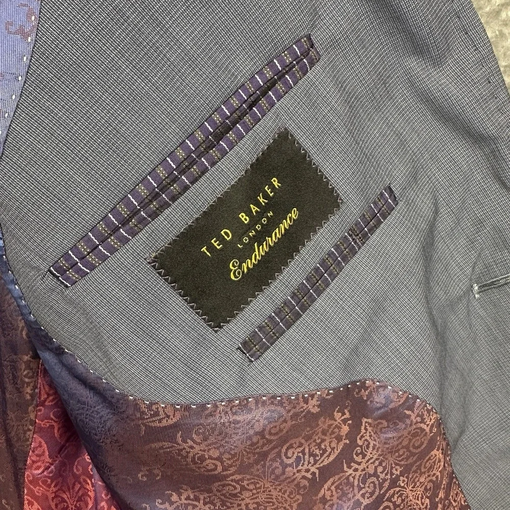 Ted Baker Endurance Sport Coat Men's 44R Gray Blue Blazer Jacket 100% Wool Lined